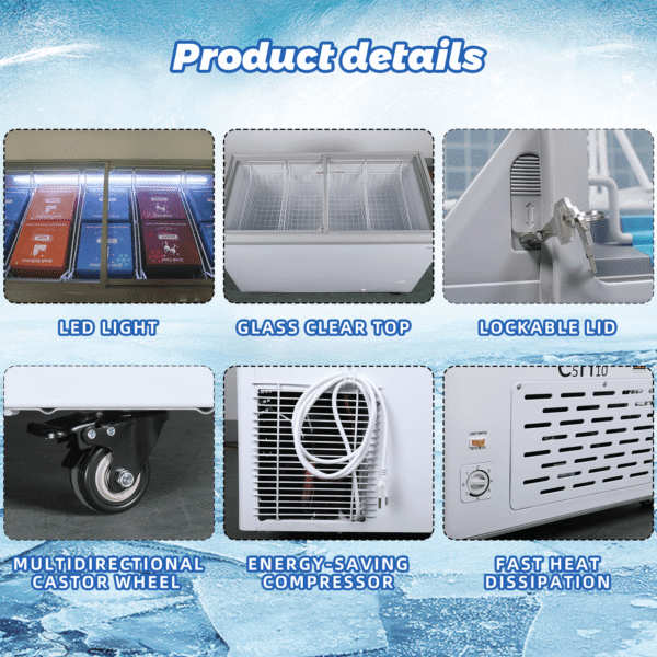 FDF16CF 50'' Width Horizontal Display Island Freezer - Nafcool™ Commercial Freezer Icecream, frozen food, Ice bag - Image 4