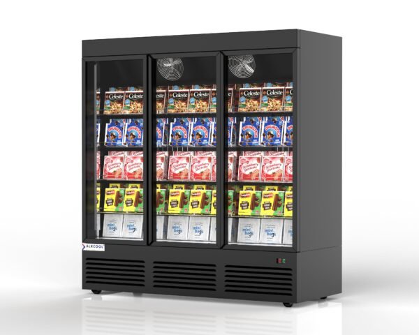 VISUAL THREE SECTION DISPLAY FREEZER W/ SWING DOOR TGDF70 Visualize- BOTTOM MOUNT COMPRESSOR, BLACK, 115V WITH HYDROCARBON REFRIGERANT (no wheels) - Image 2