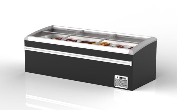 100” Wide SUPERMARKET SLIDING GLASS TOP DISPLAY ISLAND FREEZER (Model: IHF-D2509PB )for Frozen Meat, Frozen Pizza, Icecream and Ice Bag - Image 3