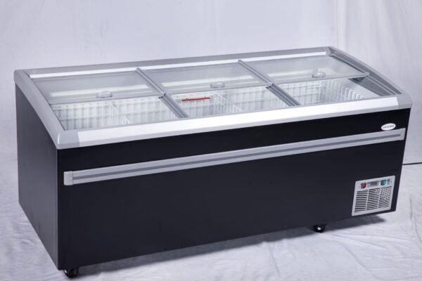 83” wide SUPERMARKET SLIDING GLASS TOP DISPLAY ISLAND FREEZER (Model: IHF-D2209PB )for Frozen Meat, Frozen Pizza, Icecream and Ice Bag - Image 3