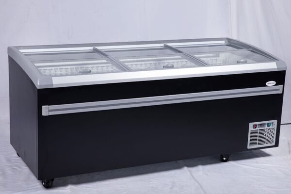 83” wide SUPERMARKET SLIDING GLASS TOP DISPLAY ISLAND FREEZER (Model: IHF-D2209PB )for Frozen Meat, Frozen Pizza, Icecream and Ice Bag - Image 2