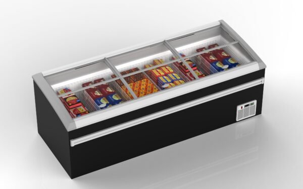 100” Wide SUPERMARKET SLIDING GLASS TOP DISPLAY ISLAND FREEZER (Model: IHF-D2509PB )for Frozen Meat, Frozen Pizza, Icecream and Ice Bag - Image 4