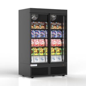 Visual Two Section Display Freezer w/ Swing Door SGDF40N- Bottom Mount Compressor, no wheels, Black, 115v with Hydrocarbon Refrigerant