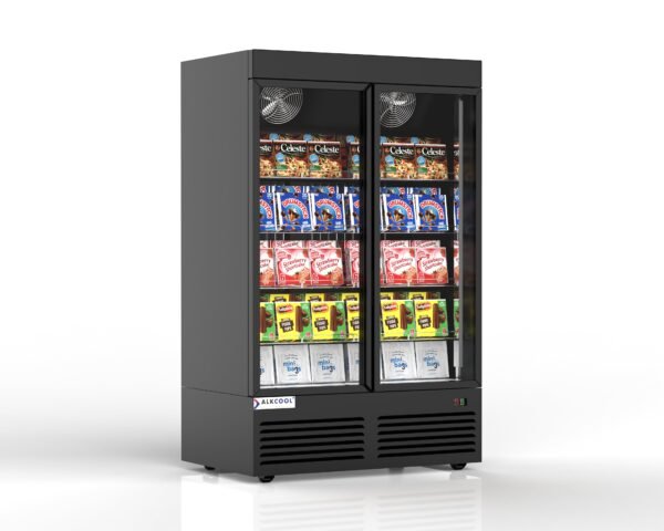 Visual Two Section Display Freezer w/ Swing Door SGDF40N- Bottom Mount Compressor, no wheels, Black, 115v with Hydrocarbon Refrigerant